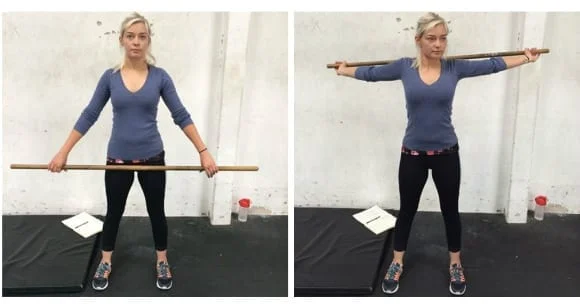 stick rolls chest stretch