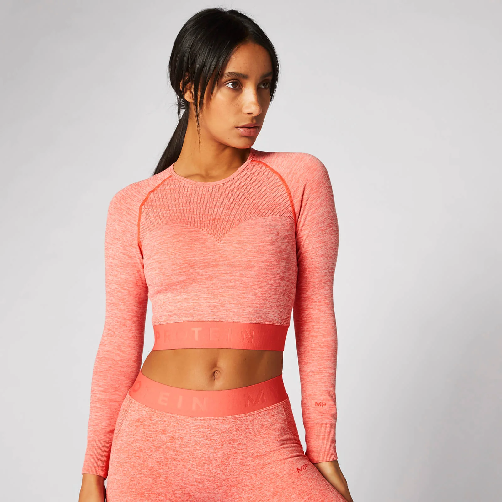 Inspire Seamless Crop Top - Hot Coral - XS Image 1