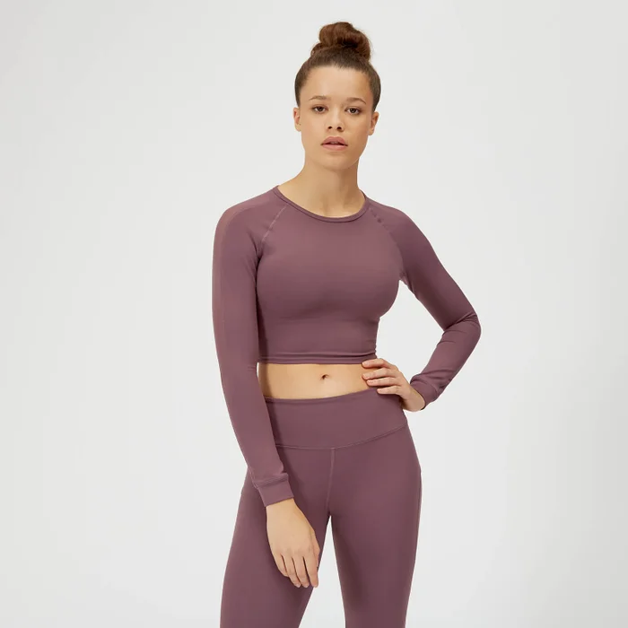 Power Long Sleeve Crop Top - Black