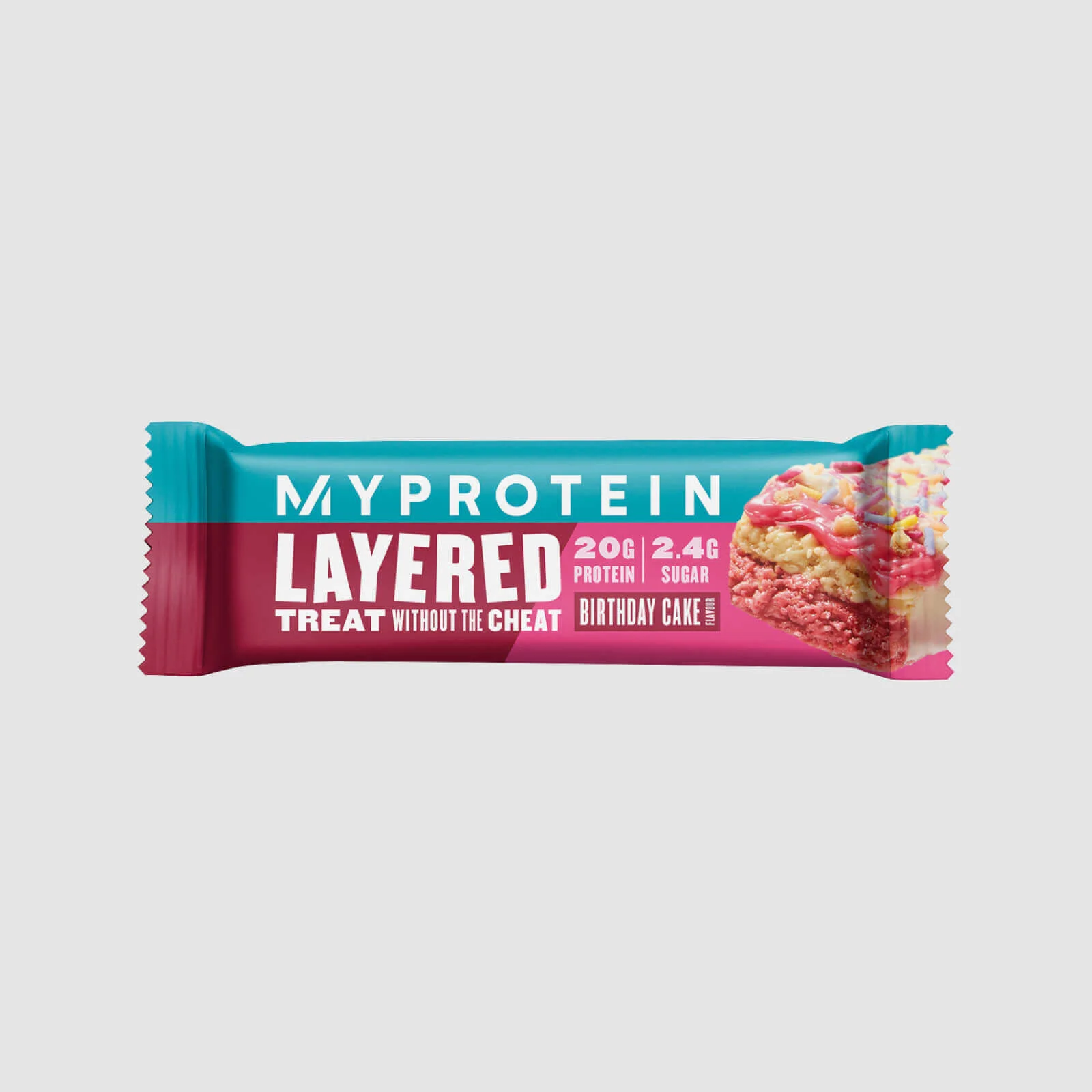 Layered Protein Bar - 60g - Birthday Cake Image 1
