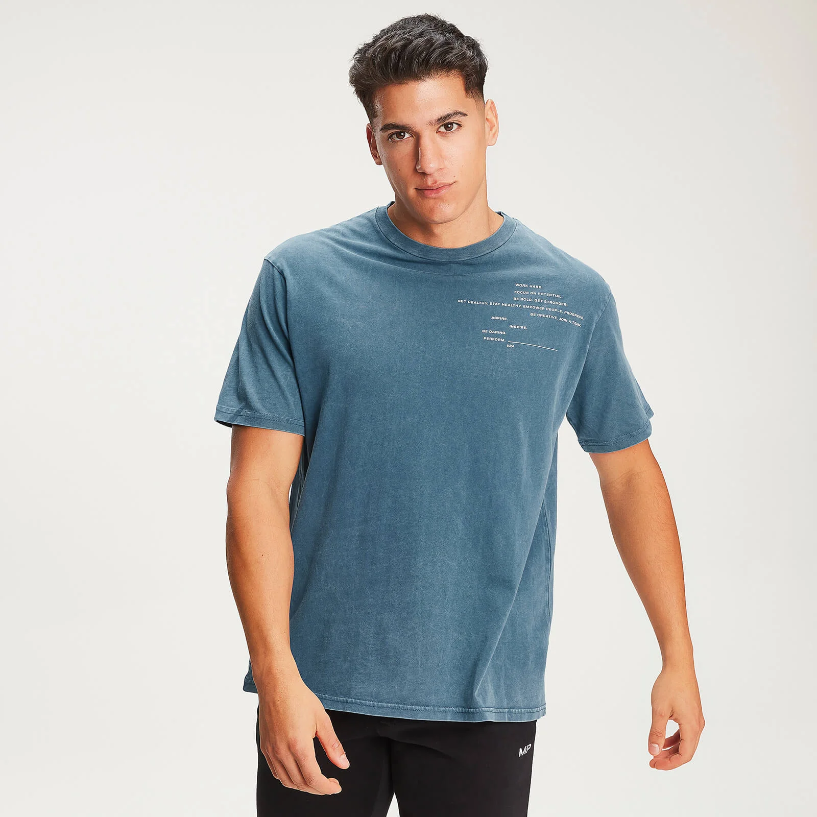 MP Men’s Rest Day Staggered Slogan T-Shirt - Bluejay - XS Image 1