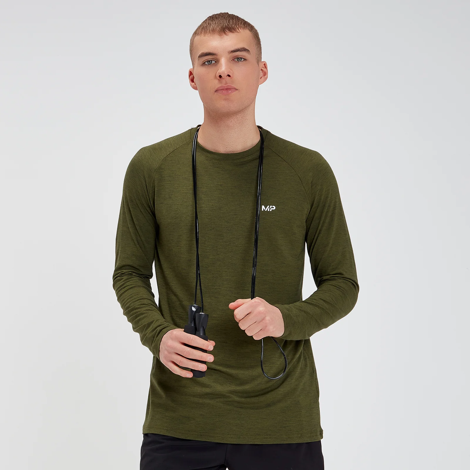 MP Men's Performance Long Sleeve T-Shirt - Army Green/Black - M Image 1
