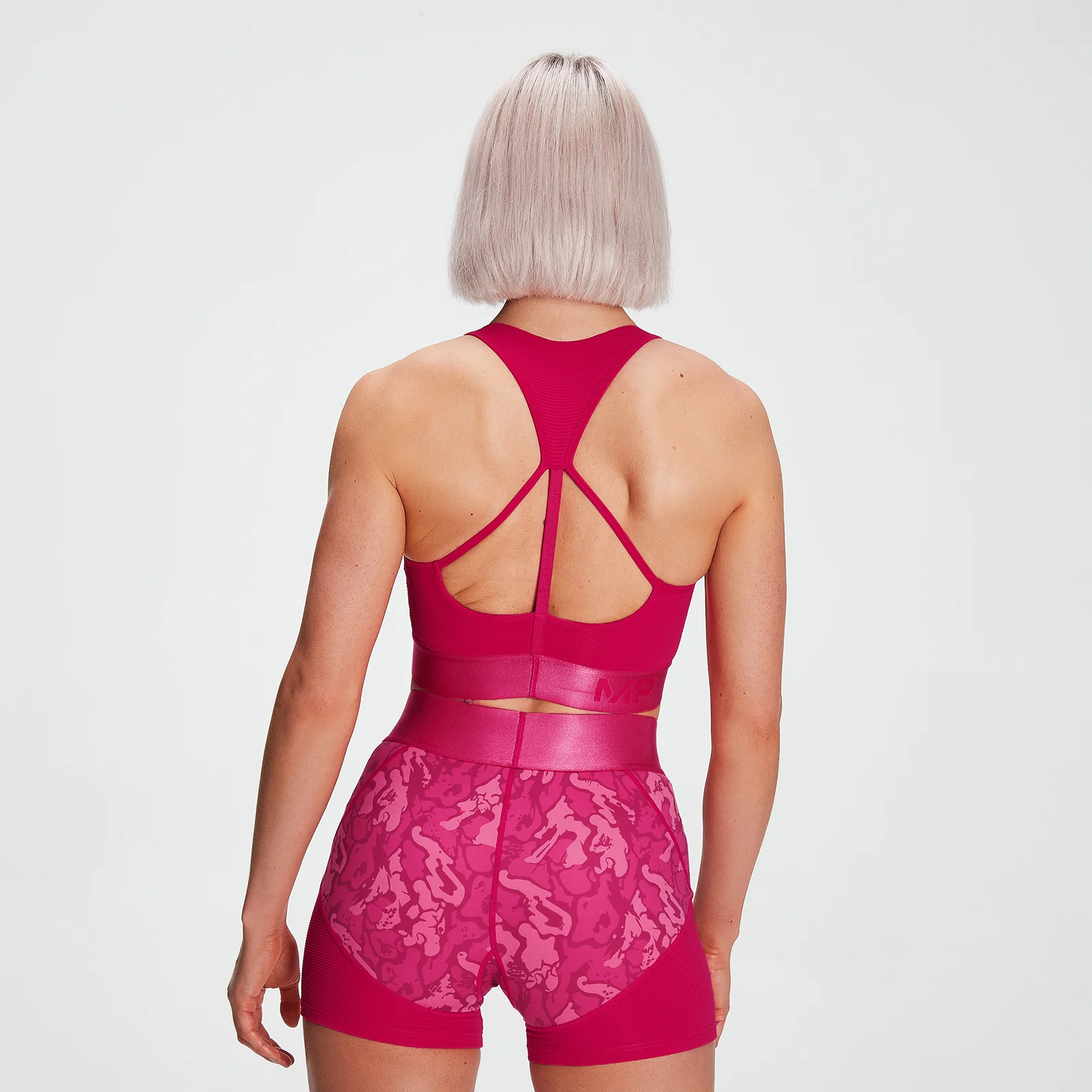 MP Women's Adapt Textured Sports Bra- Virtual Pink - XXS Image 1