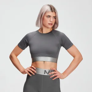 MP Women's Adapt Textured Crop Top- Carbon - Size XS