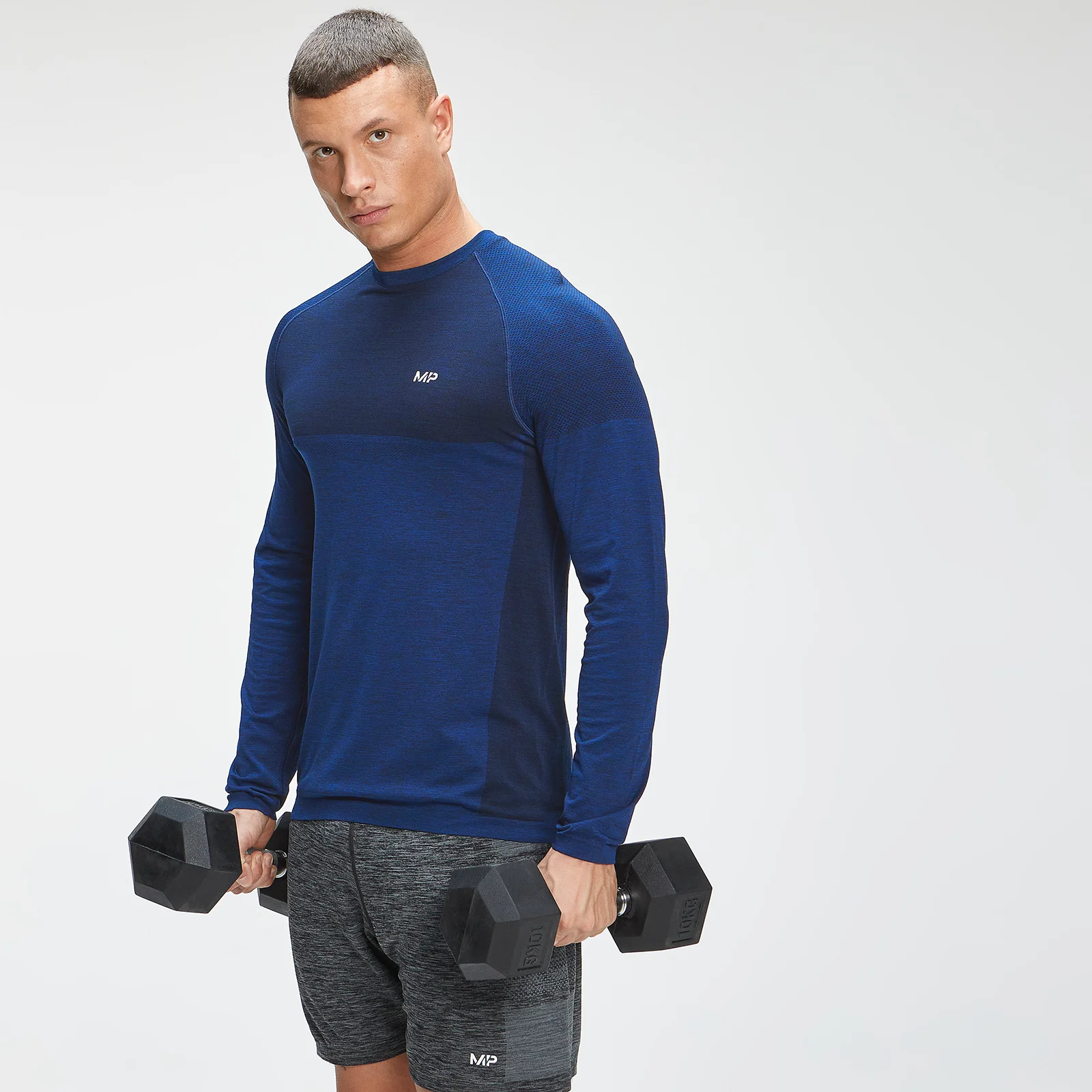MP Men's Seamless Long Sleeve Top - Intense Blue Marl - XS Image 1