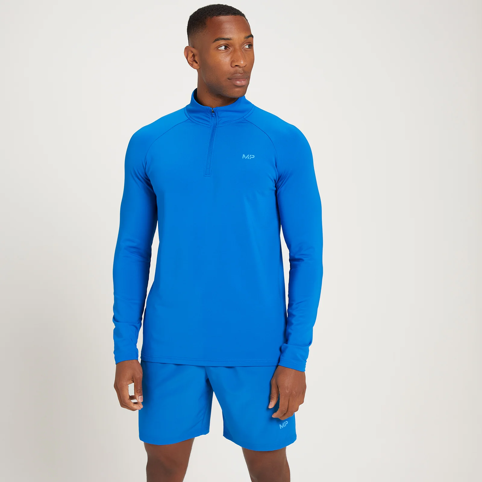 MP Men's Linear Mark Graphic Training 1/4 Zip - True Blue - XXS Image 1
