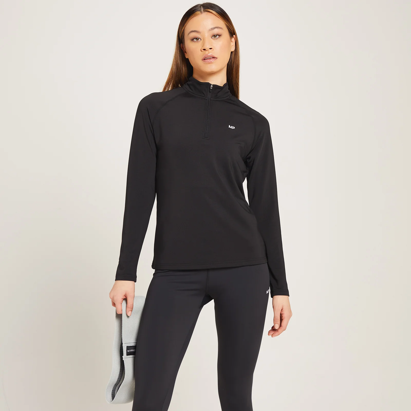 MP Women's Linear Mark Training 1/4 Zip Top - Black - XXS Image 1