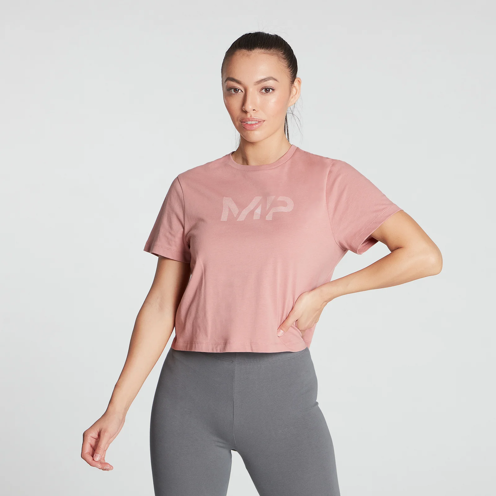 MP Women's Gradient Line Graphic Crop T-shirt- Pink - XXS Image 1