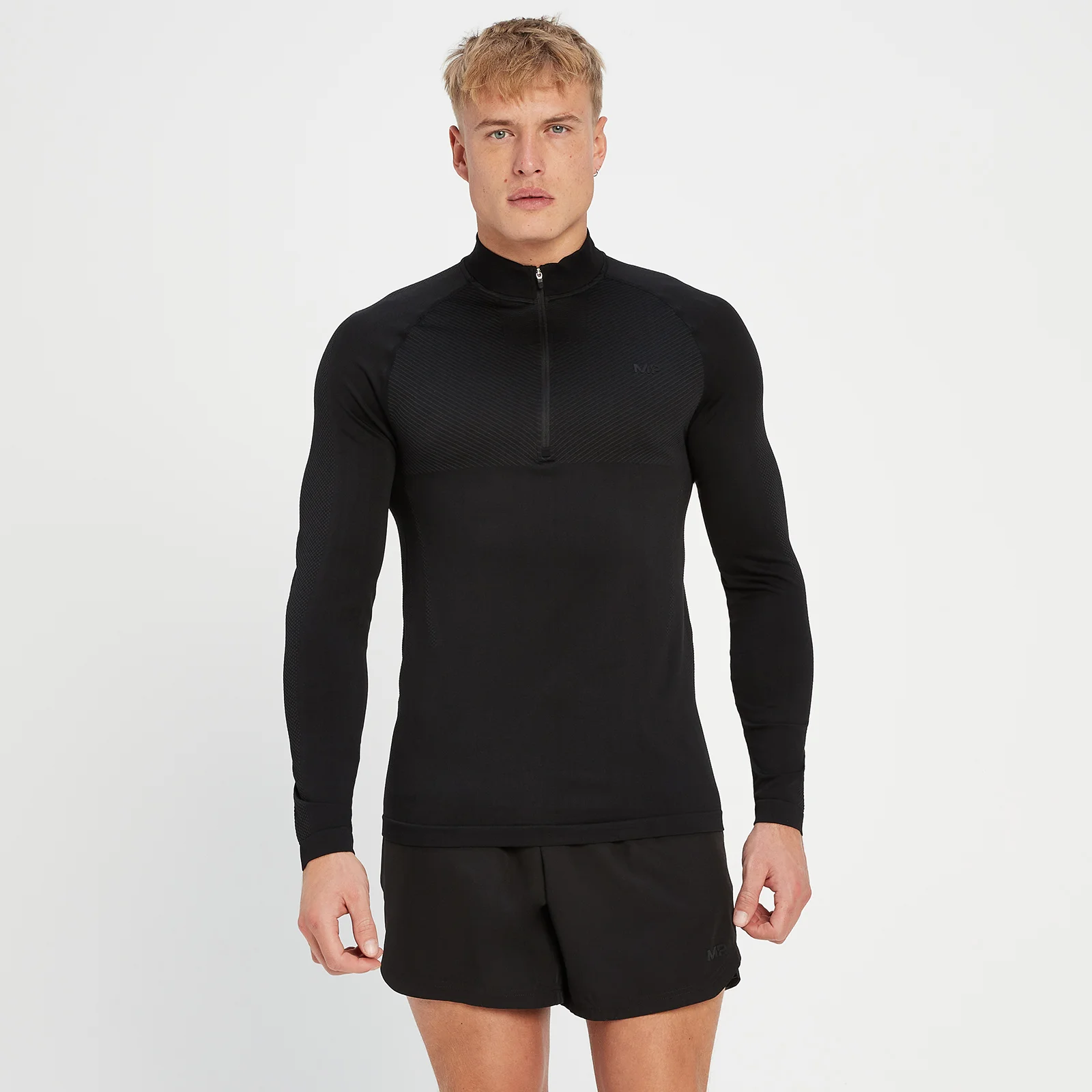 MP Men's Tempo Seamless 1/4 Zip - Black - XXS Image 1
