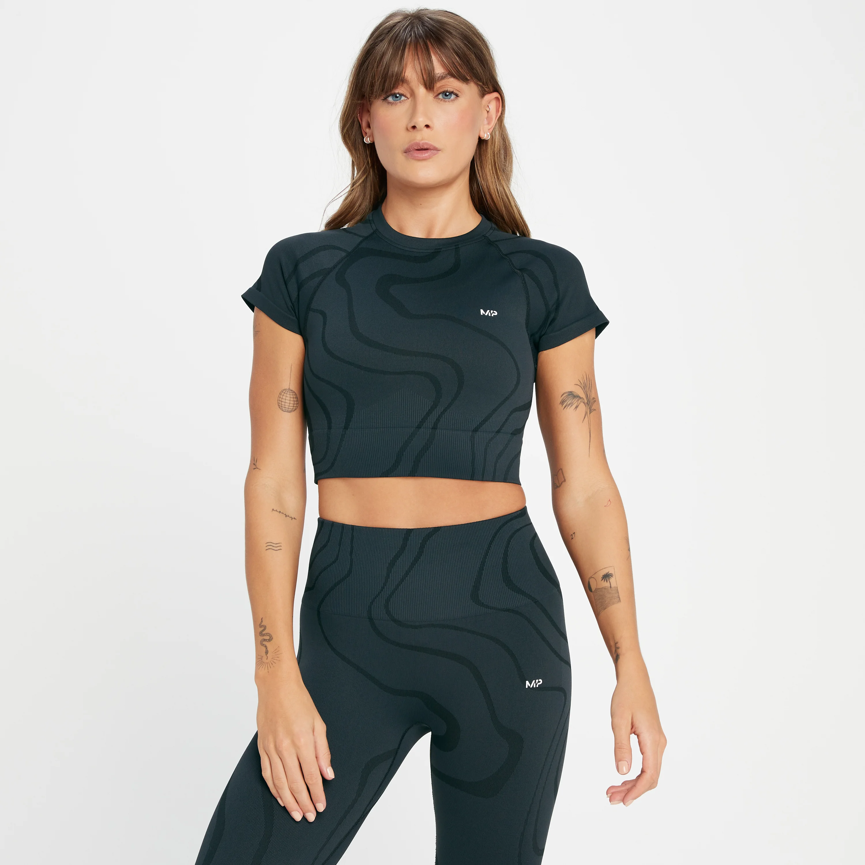 MP Women's Tempo Wave Seamless Crop Top - Black - XXS Image 1