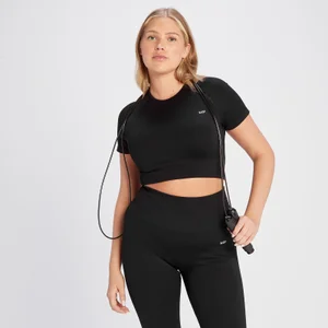 MP Women's Tempo Rib Seamless Crop Top - Black - Size S