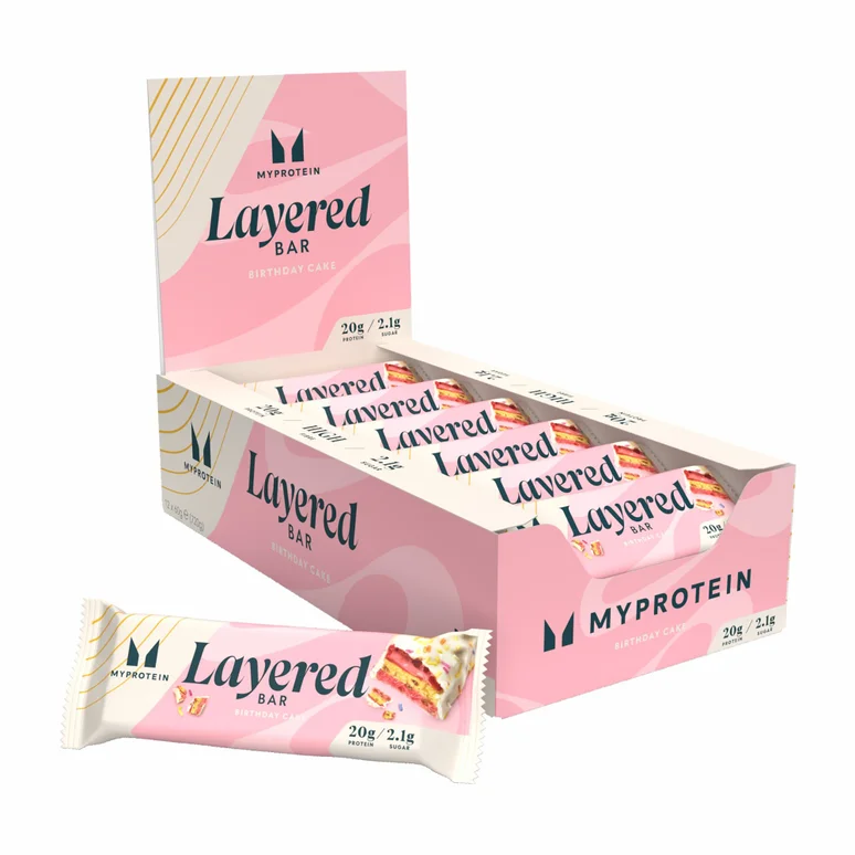 Layered Protein Bar - Birthday Cake - 12Bars