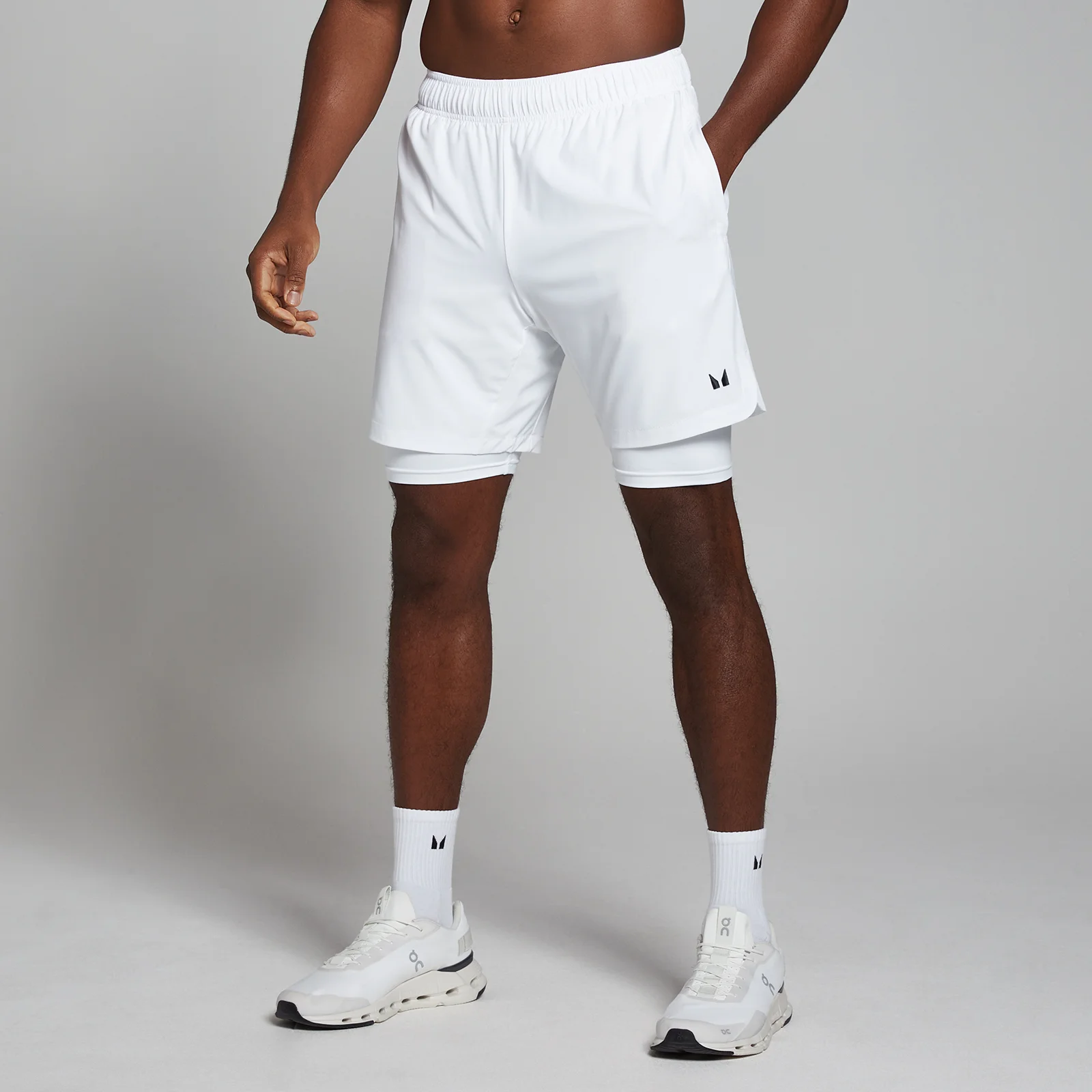 MP Men's 2-in-1 Training Shorts - White - M Image 1