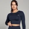 MP Women's Shape Seamless Long Sleeve Crop Top - Navy