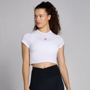MP Women's Basics Body Fit Short Sleeve Crop T-Shirt - White - Size M