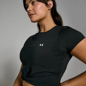 MP Women's Power Short Sleeve Crop Top - Black - Size M