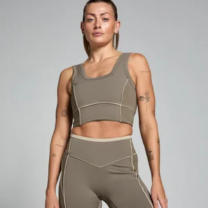 MP Women's Tempo Contrast Texture Sports Bra - Espresso - Size XS