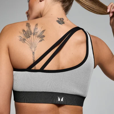MP Women's Contrast Rib Seamless Bra - Black/Grey - M Image 6