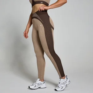 MP Women's Contrast Rib Seamless Leggings - Cashmere/Espresso - Size S