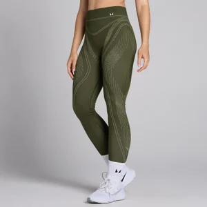 MP Women's Tempo Seamless Linear Leggings - Dark Olive - Size XS