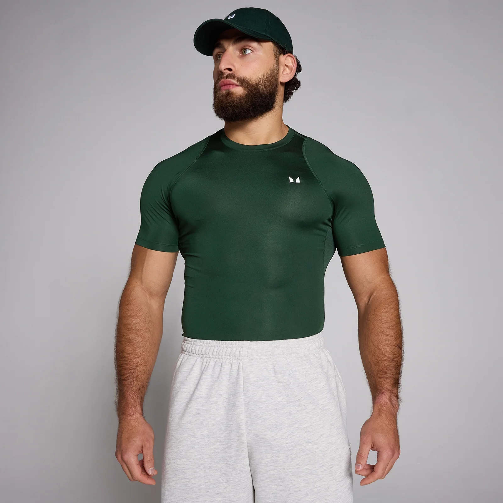Men's Training Short Sleeve Compression T-Shirt - Dark Emerald - XS Image 1