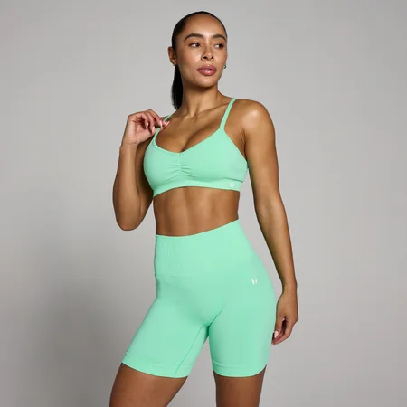 MP Women's Tempo Seamless Ruched Front Sports Bra - Mint Green