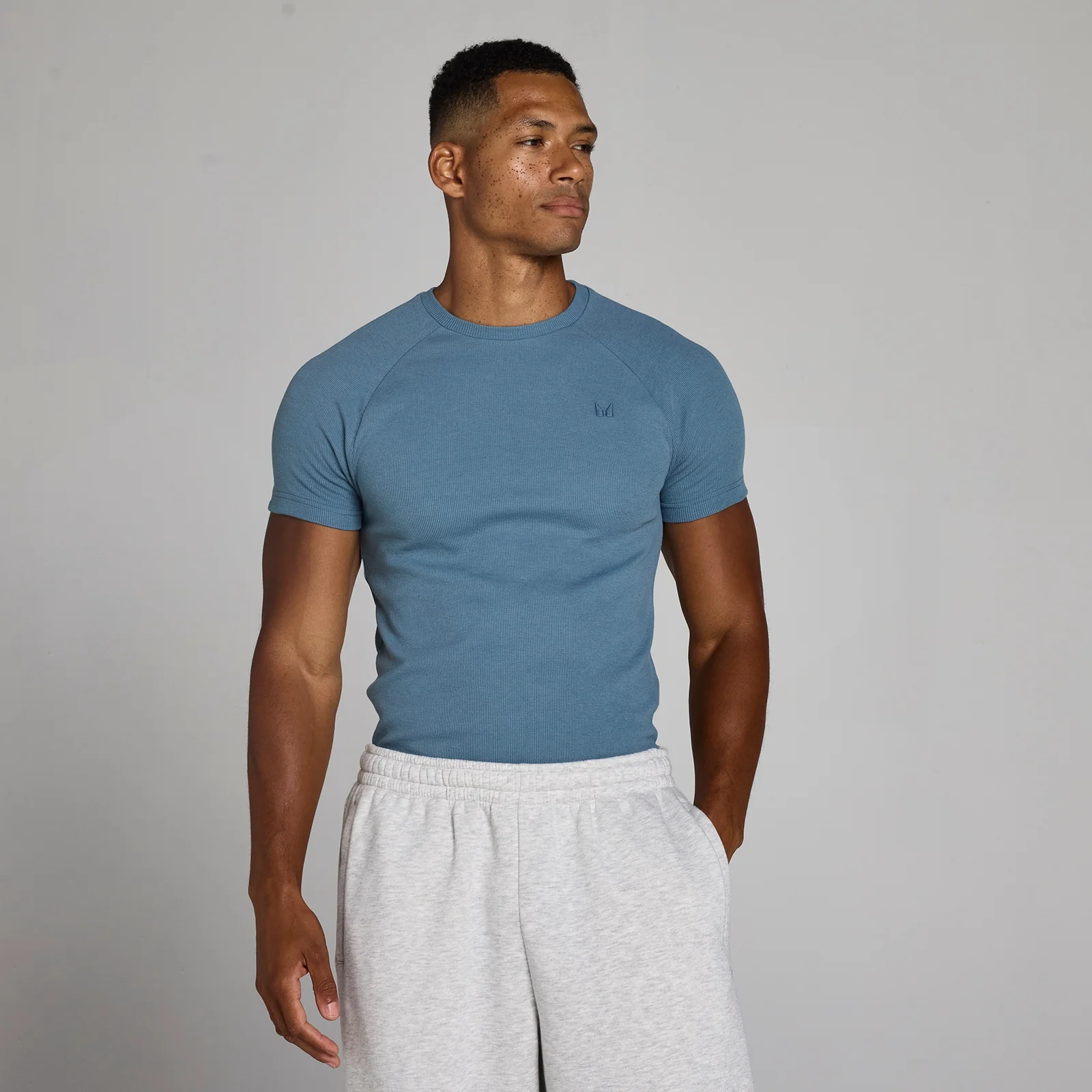 MP Men's Lift Ribbed Muscle Fit T-Shirt - Midnight Slate - XS Image 1