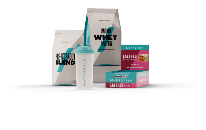 A mixture of protein products from Myprotein to lose weight.